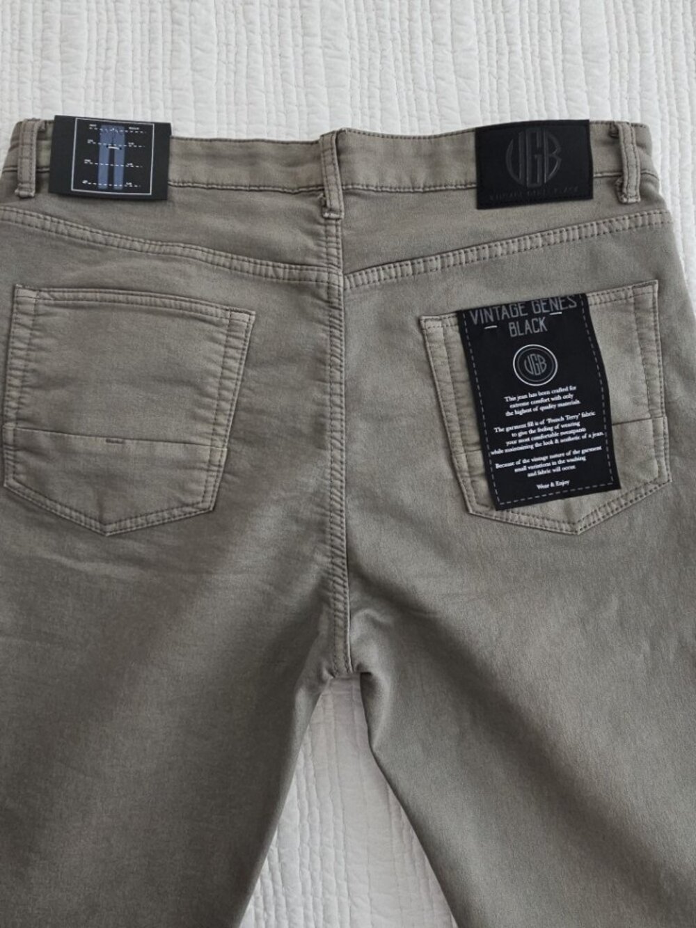 Vintage Genes Black Jeans Men's 36x30 Gray French Terry Denim Stretch NWT NEW - Picture 6 of 16